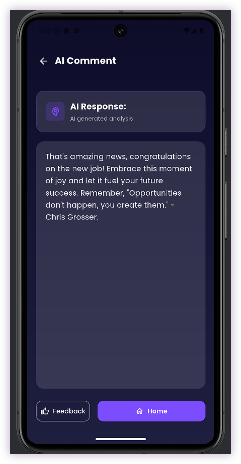 InnerNote AI Comment Screen